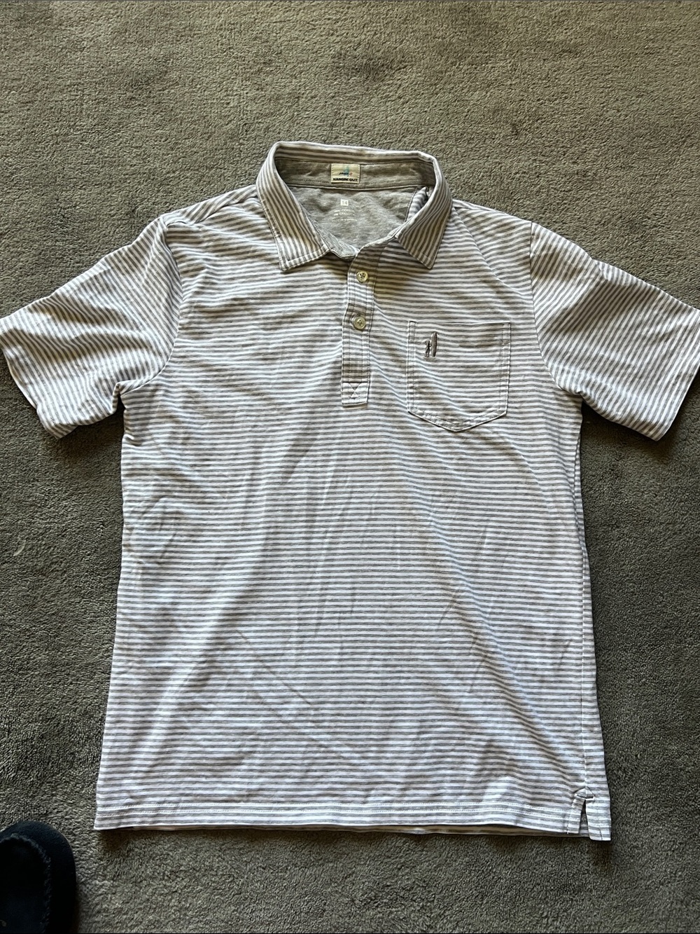 Johnnie-O Boys Short-Sleeve Polo Shirt in Light Gray Stripes